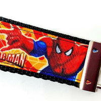 Spiderman Paint Key Fob Wristlet Keychain 1 1/4"wide Zipper pull Camera strap Petcollarshandmade