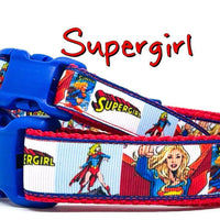 Supergirl dog collar handmade adjustable buckle collar 5/8" wide or leash Petcollarshandmade