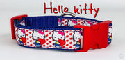 Hello Kitty dog collar adjustable buckle collar 1" wide or leash Petcollarshandmade