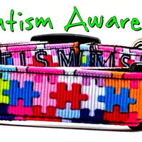 Autism Awareness dog collar handmade adjustable buckle collar 5/8" wide