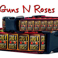 Guns N Roses dog collar handmade adjustable buckle collar 5/8" wide or leash
