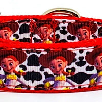 Toy Story Jessie dog collar Handmade adjustable buckle collar 1" wide or leash