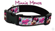 Minnie Mouse Dog collar handmade adjustable buckle 1" or 5/8" wide or leash Petcollarshandmade