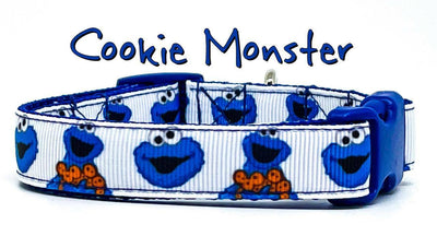Cookie  Monster dog collar handmade adjustable buckle collar 5/8