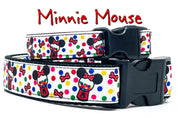 Minnie Gumball dog collar handmade adjustable buckle 1"or 5/8" wide or leash Petcollarshandmade