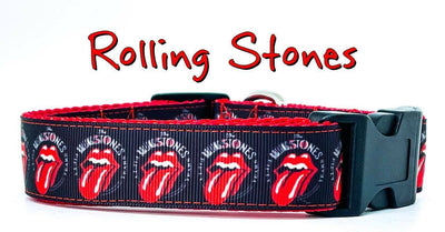 Rolling Stones dog collar Handmade adjustable buckle collar 1