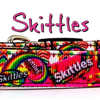 Skittles dog collar handmade adjustable buckle collar 5/8" wide or leash pink