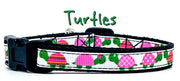 Turtles cat or small dog collar 1/2" wide adjustable handmade bell or leash