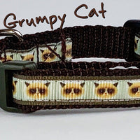 Grumpy Cat  cat or small dog collar 1/2" wide adjustable handmade bell or leash Petcollarshandmade