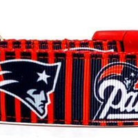 Patriots dog collar handmade adjustable buckle collar 1" wide or leash football Petcollarshandmade