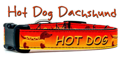 Hot Dog Dachshunds dog collar handmade adjustable buckle 5/8