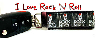 I Love Rock N Roll Key Fob Wristlet Keychain 11/4