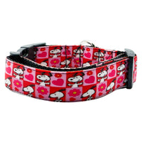 Valentine Snoopy dog collar handmade adjustable buckle 1" wide or leash