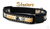 Steelers dog collar handmade adjustable buckle football 1" or 5/8" wide or leash Petcollarshandmade