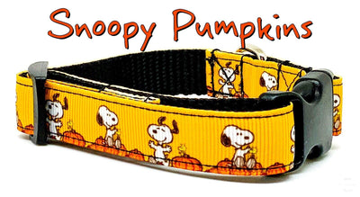 Snoopy pumpkins dog collar handmade adjustable buckle collar 5/8