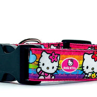 Hello Kitty dog collar Handmade adjustable buckle collar 1" wide or leash Petcollarshandmade