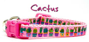 Cactus cat or small dog collar 1/2"wide adjustable handmade bell or leash