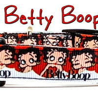 Betty Boop dog collar handmade adjustable buckle collar 1" or 5/8"wide or leash - Furrypetbeds