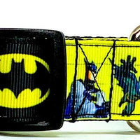 Batman dog collar handmade adjustable buckle collar 1" or 5/8" wide or leash