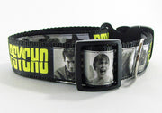 Psycho dog collar adjustable buckle collar 1" wide or leash horror movie