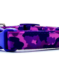 Purple Camo dog collar handmade adjustable buckle 1"or 5/8"wide or leash hunting Petcollarshandmade