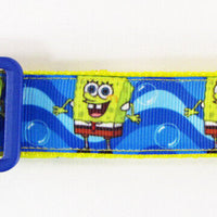 Spongebob dog collar handmade adjustable buckle 1" or 5/8" wide or leash cartoon