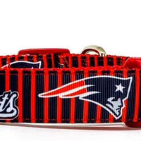 Patriots dog collar handmade adjustable buckle collar 1" wide or leash football Petcollarshandmade