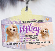 Virginia Drivers License Pet ID tags Dog ID Tag Personalized Pet ID Tag aluminum Petcollarshandmade