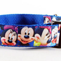 Mickey Mouse dog collar handmade adjustable buckle 1" or 5/8" wide leash Petcollarshandmade