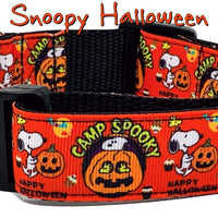 Snoopy Halloween dog collar handmade adjustable buckle 1" or 5/8" wide or leash