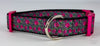 Roses dog collar handmade adjustable buckle collar 1" wide pink or leash