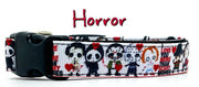 Horror dog collar handmade adjustable buckle collar 5/8" wide or leash fabric Petcollarshandmade