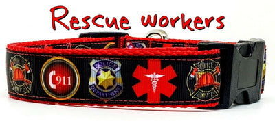 Rescue 911 Police dog collar handmade adjustable buckle collar 1