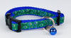 Peacock cat or small dog collar 1/2" wide adjustable handmade bell or leash Petcollarshandmade