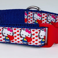 Hello Kitty dog collar adjustable buckle collar 1" wide or leash