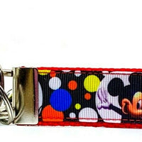Mickey Mouse Key Fob Wristlet Keychain 1"wide Zipper pull Camera strap Disney - Furrypetbeds