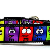 M&M's candy dog collar handmade adjustable buckle collar 5/8" wide or leash Petcollarshandmade