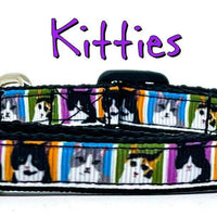 Kitties cat or small dog collar 1/2" wide adjustable handmade bell or leash