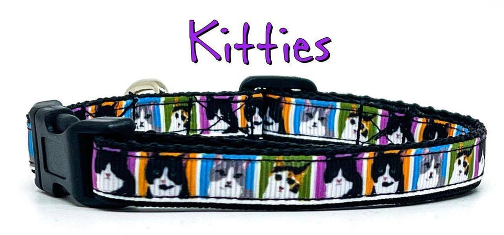 Kitties cat or small dog collar 1/2" wide adjustable handmade bell or leash
