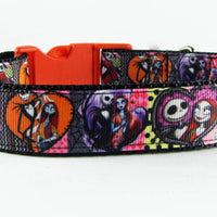 Horror dog collar handmade adjustable buckle collar 1" wide or leash Petcollarshandmade