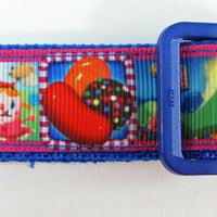 Candy Crush dog collar handmade adjustable buckle collar 1" wide or leash $12 - Furrypetbeds