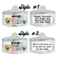 New York Driver License Pet ID tags Dog ID Tag Personalized Pet ID Tag aluminum