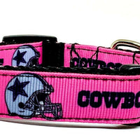 Dallas Cowboys dog collar handmade adjustable buckle collar 5/8" wide pink