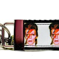 David Bowie Key Fob Wristlet Keychain 11/4"wide Zipper pull Camera strap - Furrypetbeds