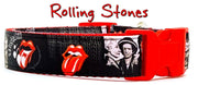 Rolling Stones dog collar Handmade adjustable buckle 1"or 5/8"wide or leash Rock