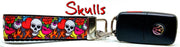 Skulls Key Fob Wristlet Keychain 1"wide Zipper pull Camera strap handmade - Furrypetbeds
