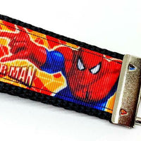 Spiderman Paint Key Fob Wristlet Keychain 1 1/4"wide Zipper pull Camera strap Petcollarshandmade