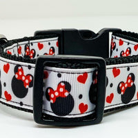 Minnie Mouse dog collar Disney handmade adjustable buckle 1"or 5/8"wide or leash Petcollarshandmade