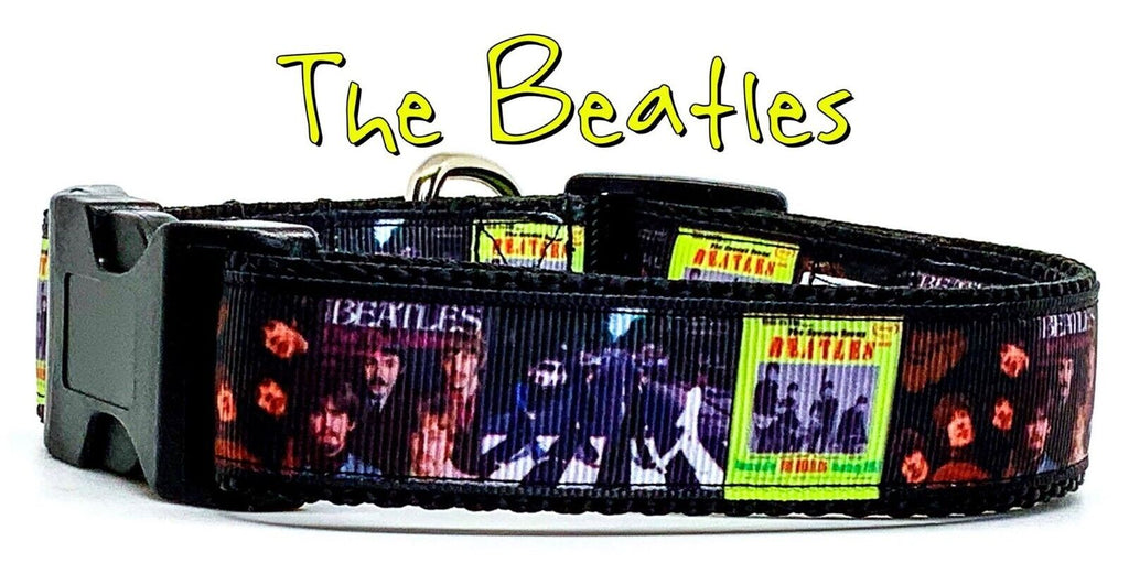 The Beatles dog collar handmade adjustable buckle 1" or 5/8" wide or leash Petcollarshandmade