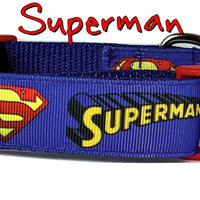 Superman dog collar handmade adjustable buckle collar 1" or 5/8" wide or leash Petcollarshandmade